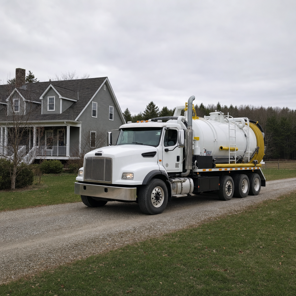 Septic vacuum truck arriving at a Deer Valley home for same-day emergency service