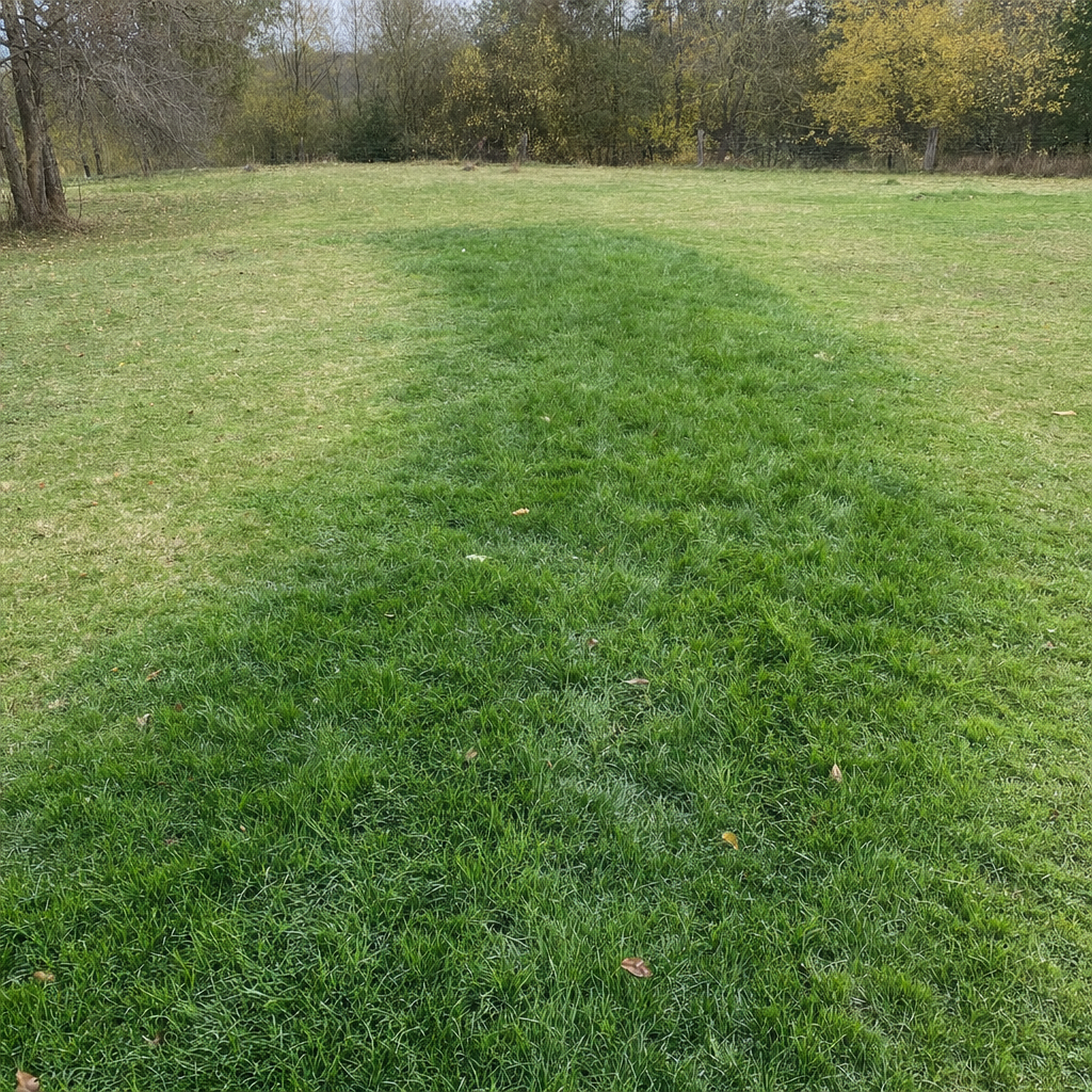 A soggy, unusually green patch of lawn over the drain field of a Deer Valley home, a sign the septic tank needs pumping